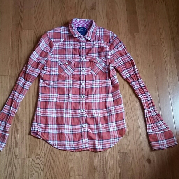 American Eagle Outfitters Tops - AE Orange Rust Flannel shirt, 8